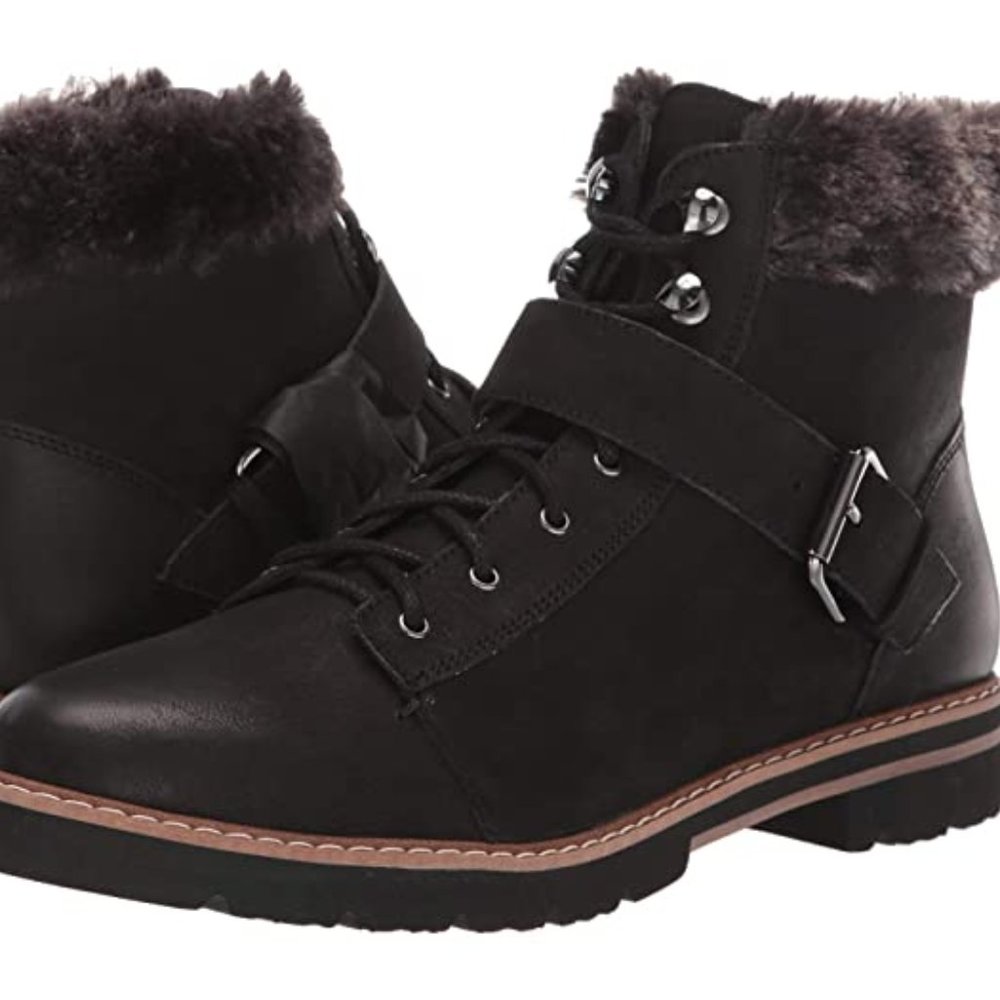 Aerosoles Women's Open Book Black  Combat Boot